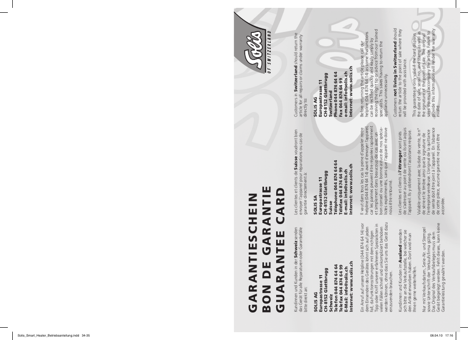 SOLIS Smart Heater User Manual | Page 18 / 18