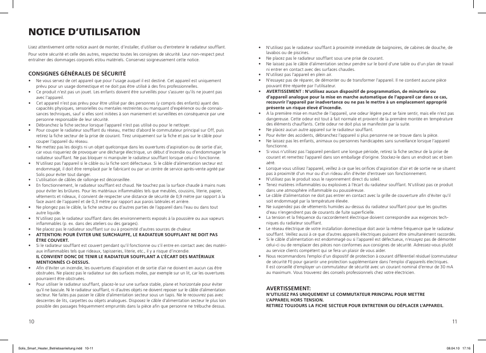 Notice d’utilisation | SOLIS Smart Heater User Manual | Page 6 / 18