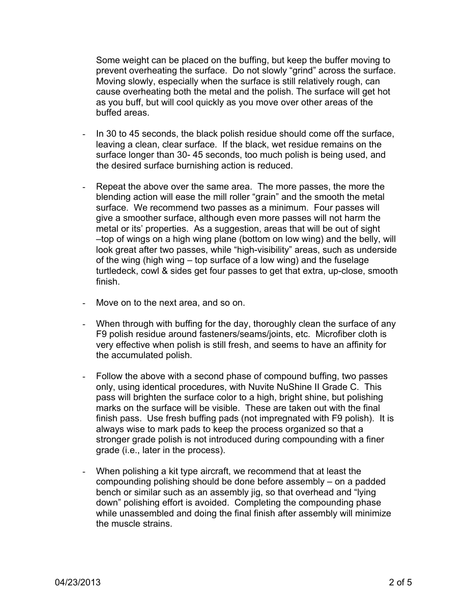 Sonex Nuvite Polishing Instructions User Manual | Page 2 / 5
