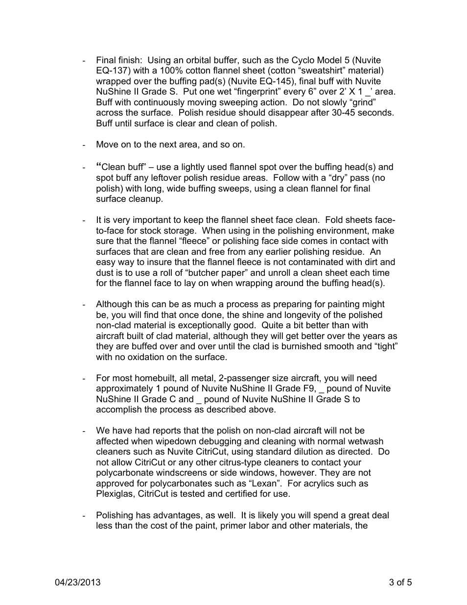 Sonex Nuvite Polishing Instructions User Manual | Page 3 / 5