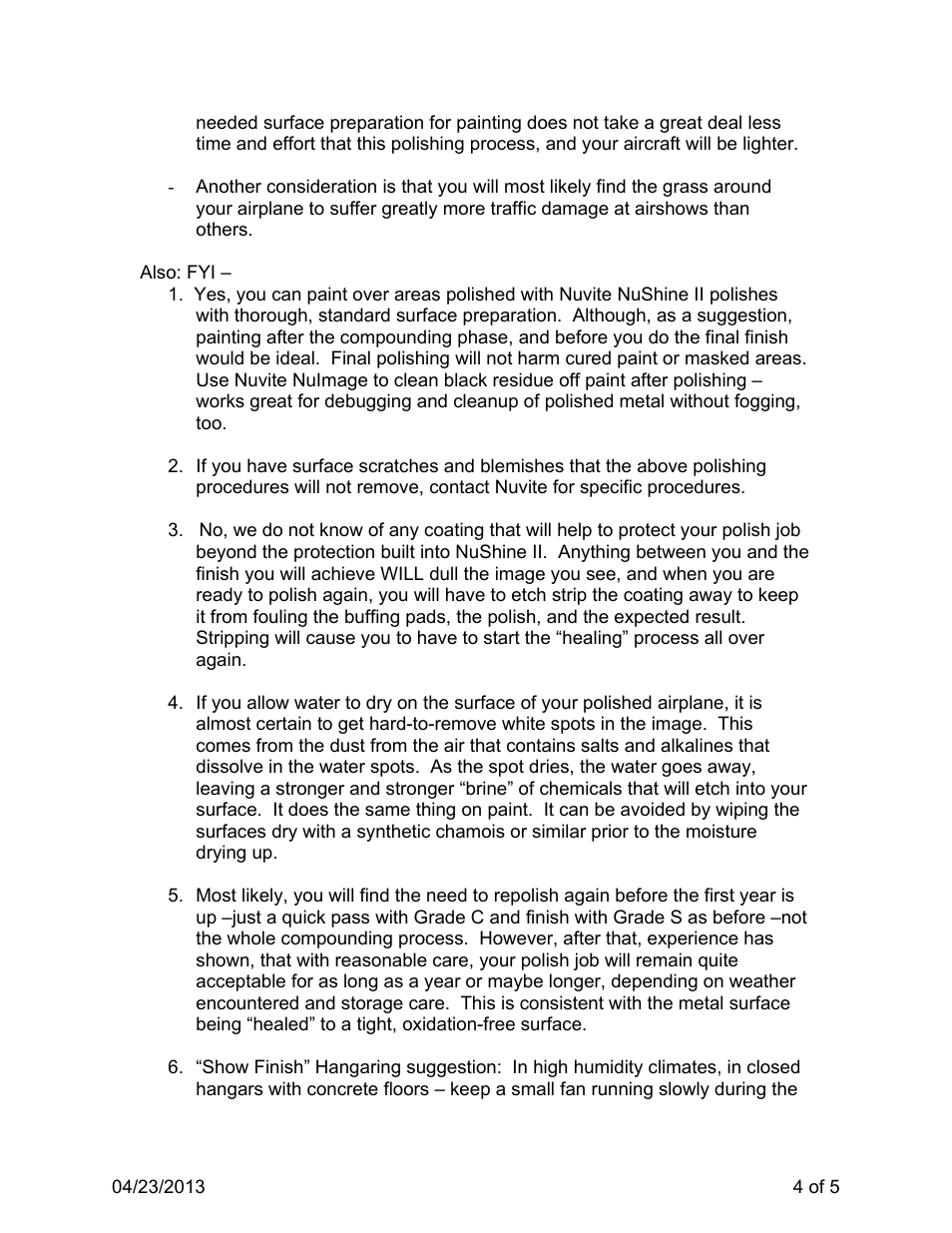 Sonex Nuvite Polishing Instructions User Manual | Page 4 / 5