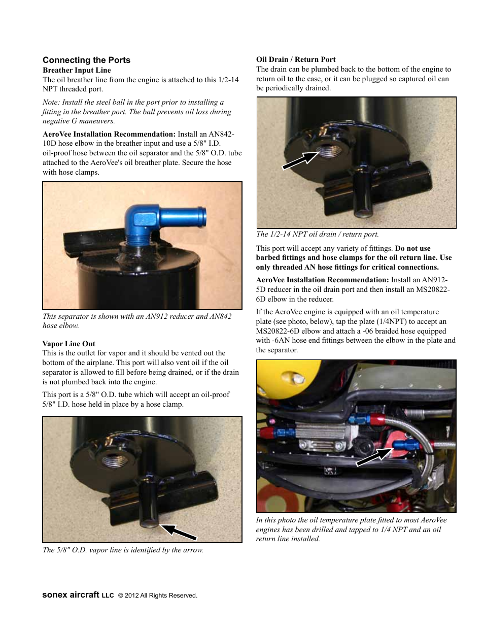 Sonex AeroConversions Oil Separator Installation User Manual | Page 2 / 3