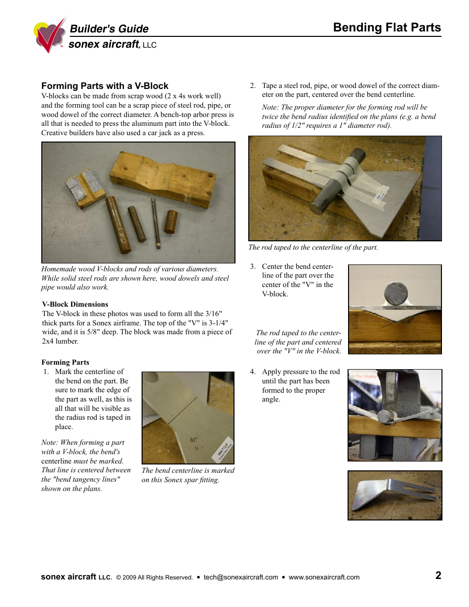 Bending flat parts, Sonex aircraft, Builder's guide | Sonex Bending Flat Parts User Manual | Page 2 / 2