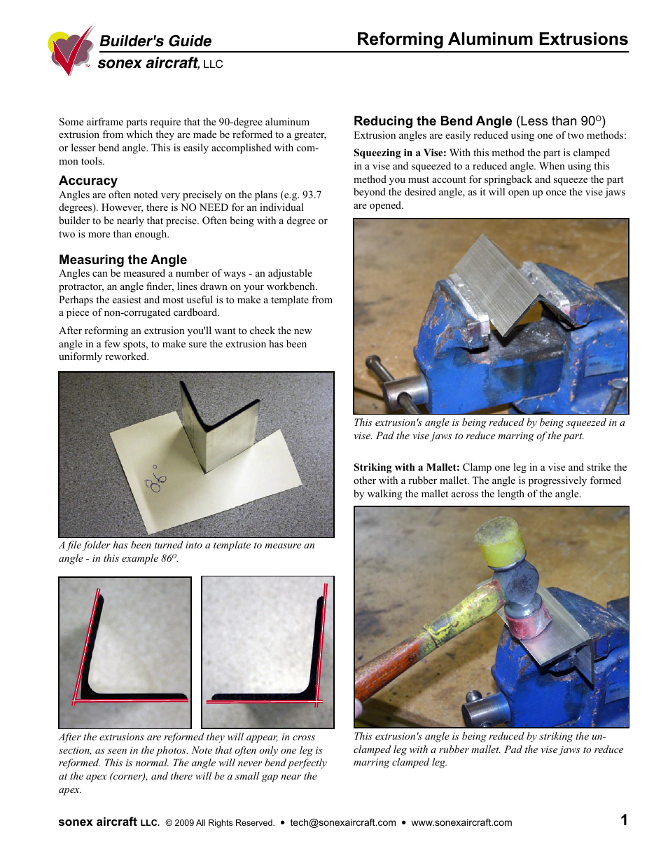 Sonex Reforming Aluminum Extrusions User Manual | 2 pages