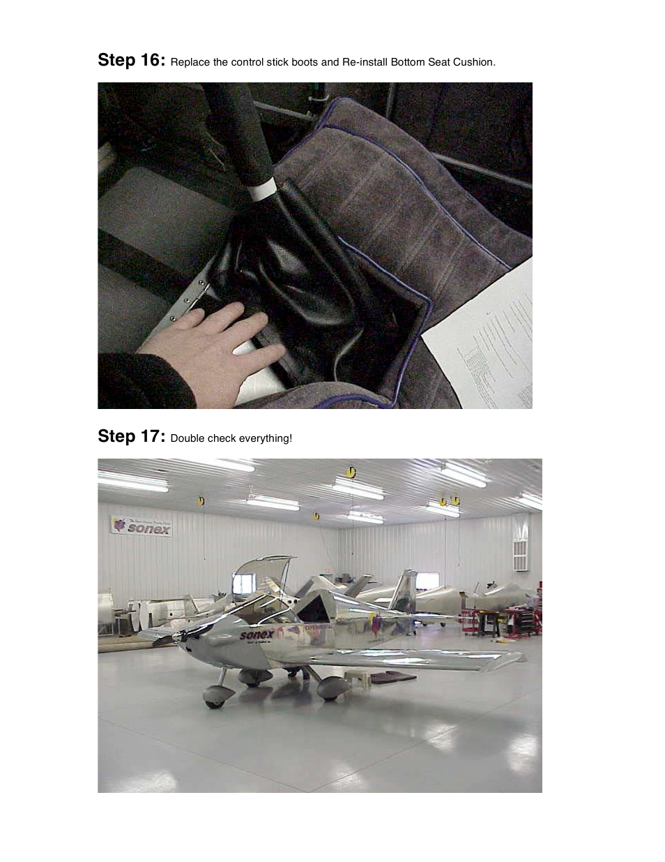 Step 16, Step 17 | Sonex Wing Installation/Removal Instructions User Manual | Page 11 / 12
