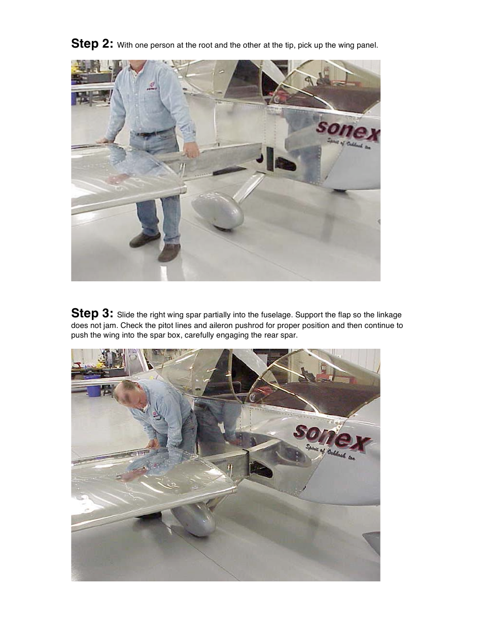 Step 2, Step 3 | Sonex Wing Installation/Removal Instructions User Manual | Page 2 / 12