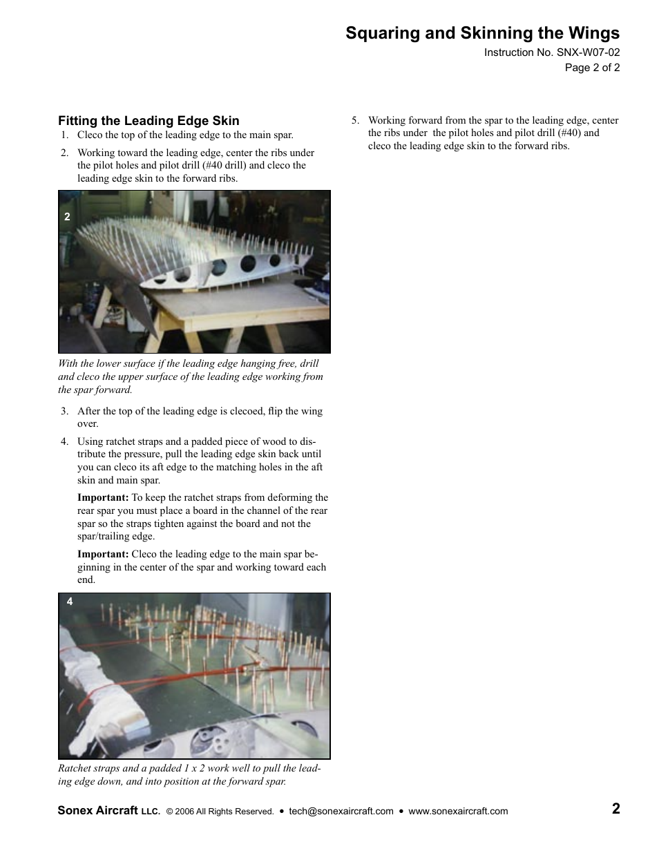 Squaring and skinning the wings | Sonex Wing Squaring/Skinning Instructions User Manual | Page 2 / 2