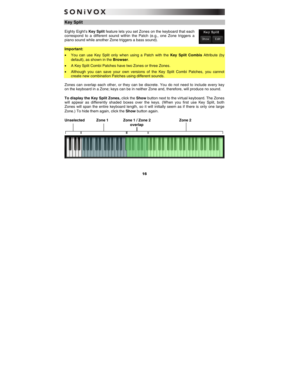 Key split | SONiVOX Eighty Eight Ensemble User Manual | Page 16 / 22