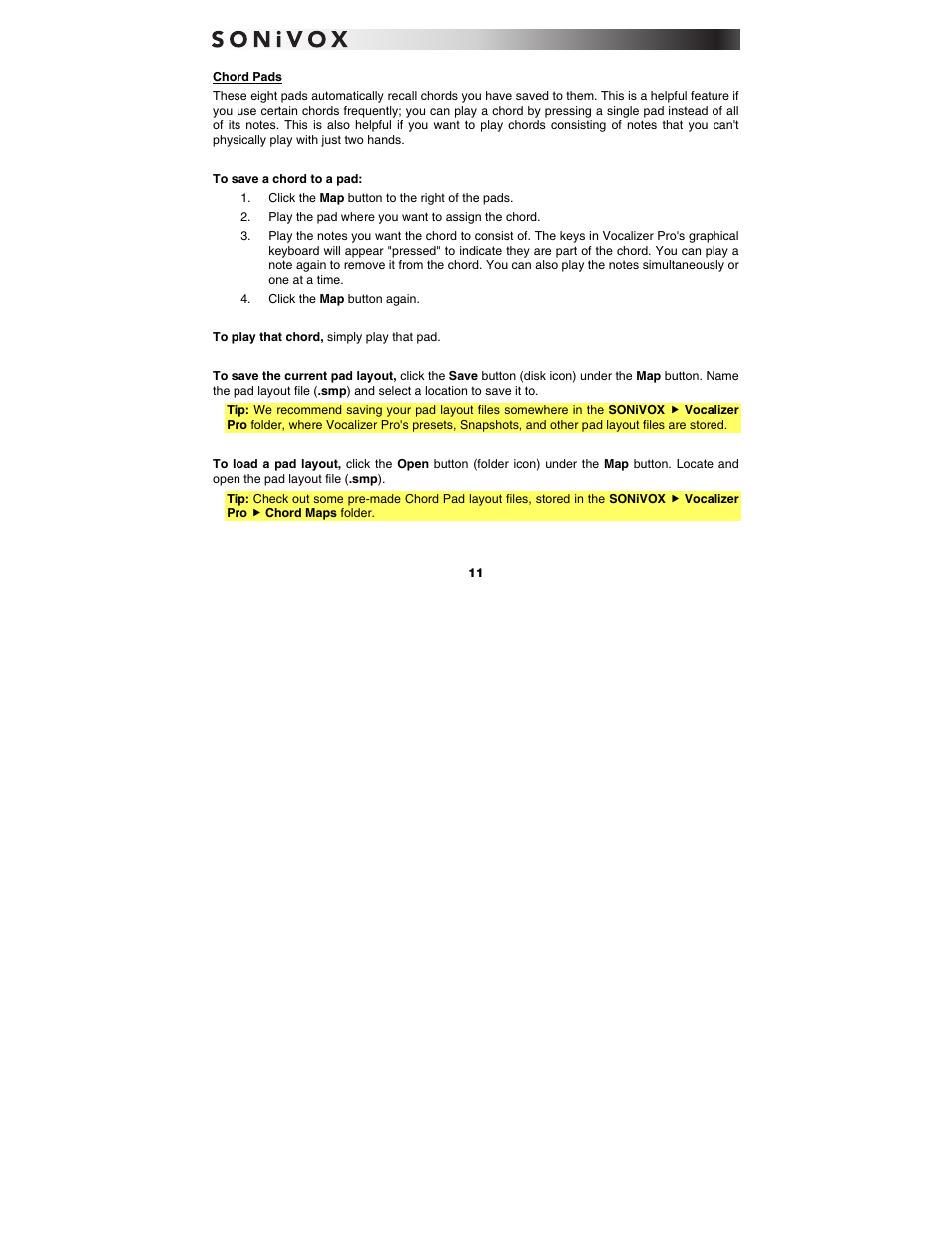 Chord pads | SONiVOX Vocalizer Pro User Manual | Page 11 / 25
