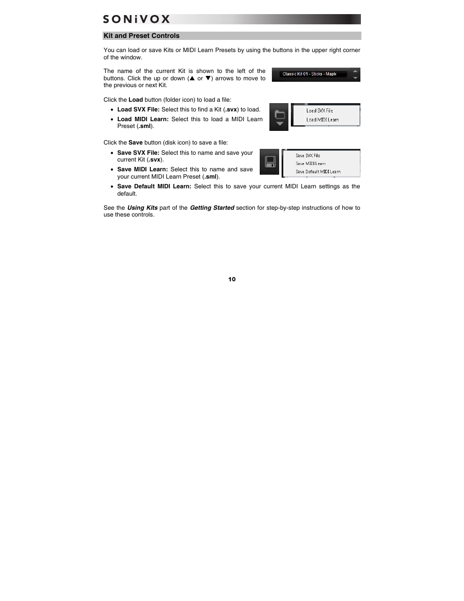 Kit and preset controls | SONiVOX Big Bang Universal Drums User Manual | Page 10 / 28