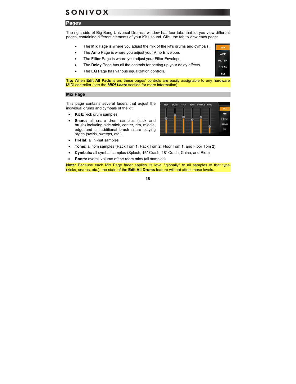 SONiVOX Big Bang Universal Drums User Manual | Page 16 / 28