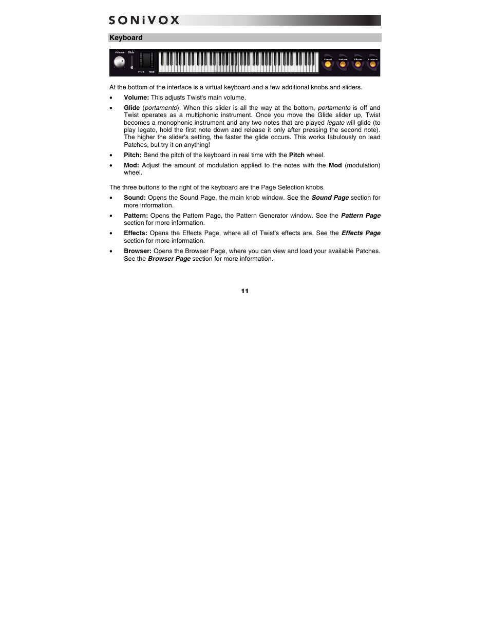 Keyboard | SONiVOX Twist User Manual | Page 11 / 31