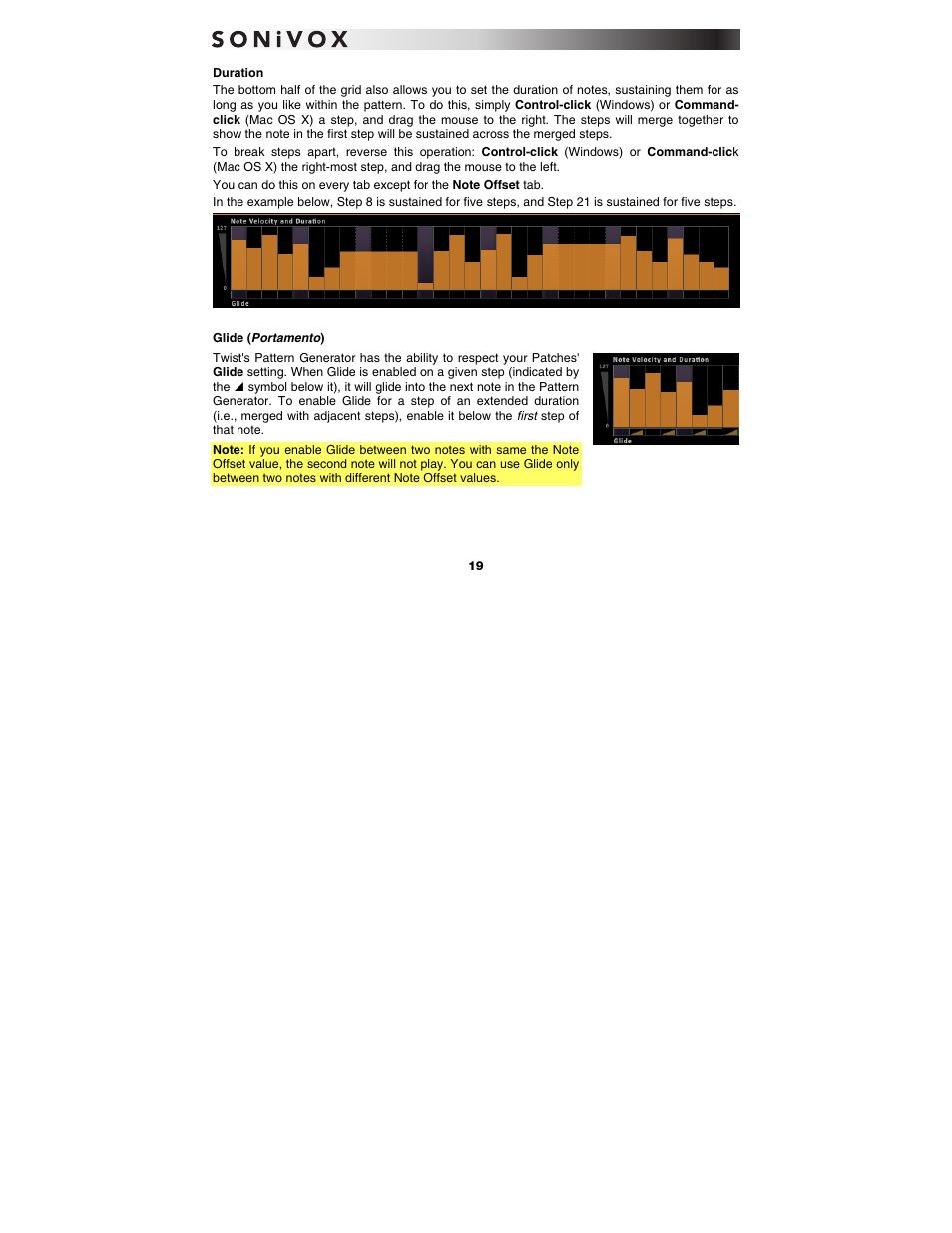 Duration, Glide (portamento) | SONiVOX Twist User Manual | Page 19 / 31