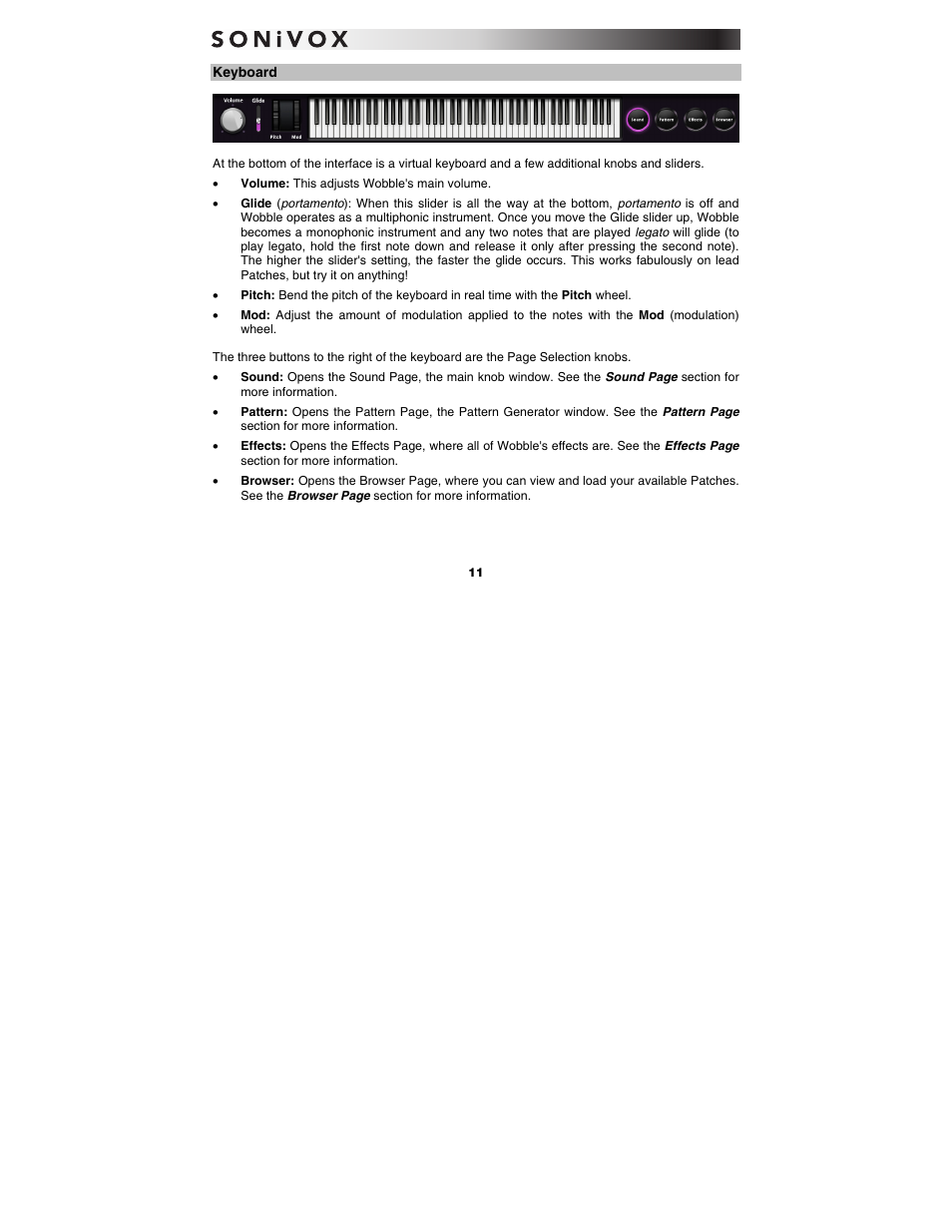 Keyboard | SONiVOX Wobble User Manual | Page 11 / 30