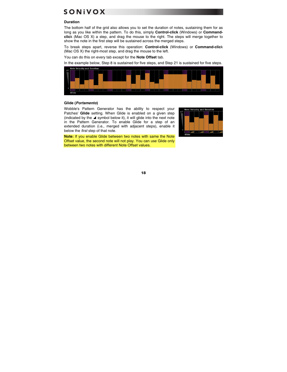 Duration, Glide (portamento) | SONiVOX Wobble User Manual | Page 18 / 30