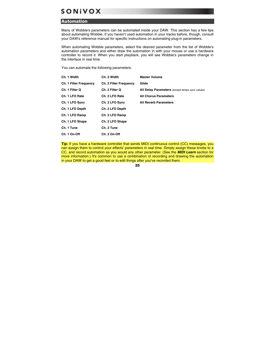 Automation | SONiVOX Wobble User Manual | Page 25 / 30