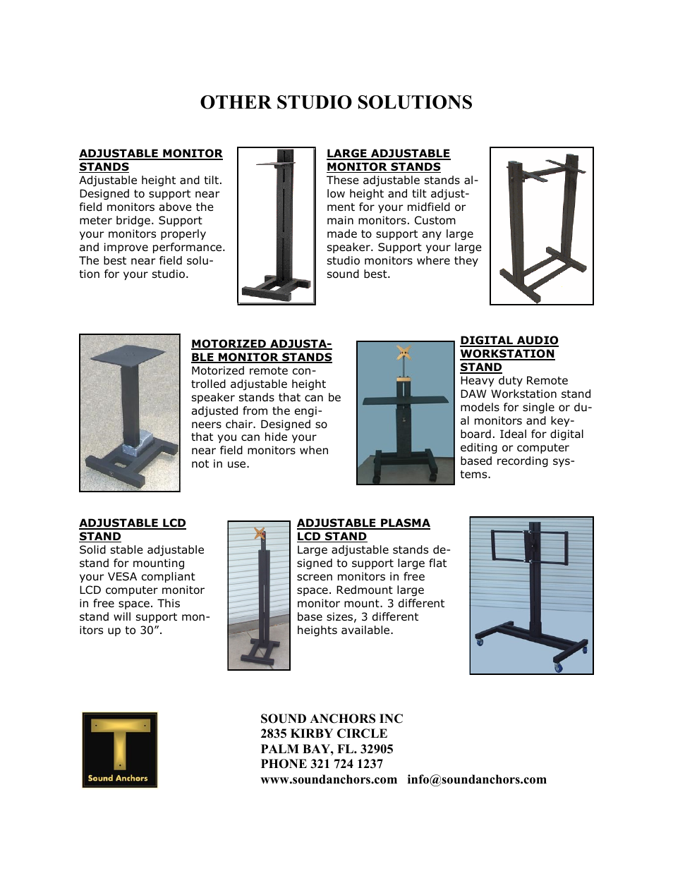 Other studio solutions | Sound Anchors BAREFOOT STUDIO MONITOR STAND User Manual | Page 11 / 11