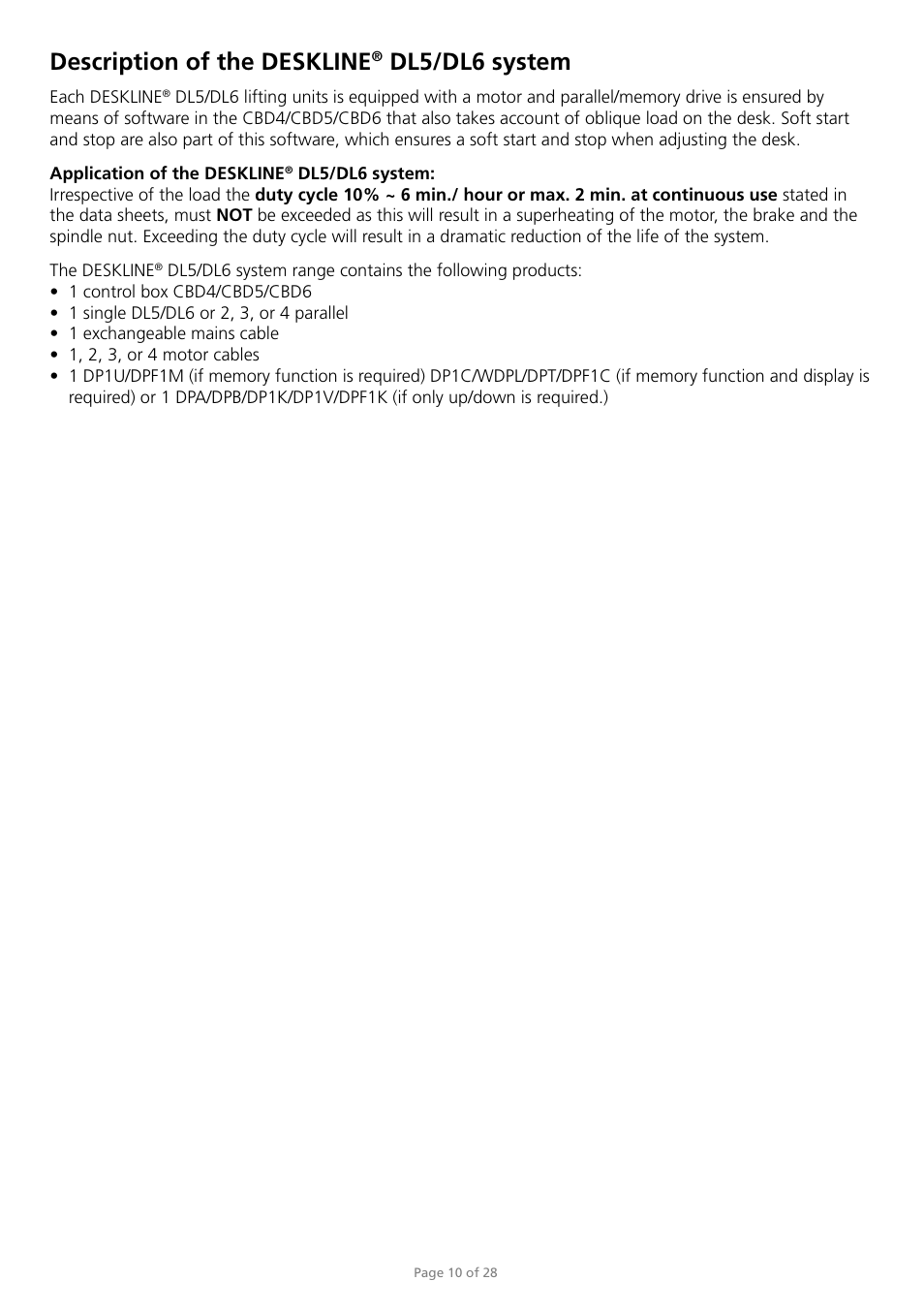 Description of the deskline, Dl5/dl6 system | Sound Anchors DL5 system User Manual | Page 10 / 28