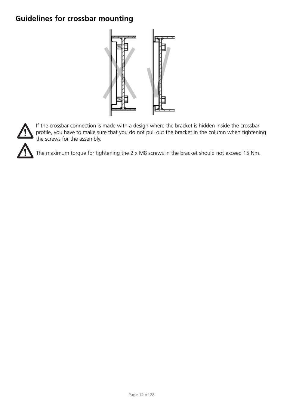 Guidelines for crossbar mounting | Sound Anchors DL5 system User Manual | Page 12 / 28