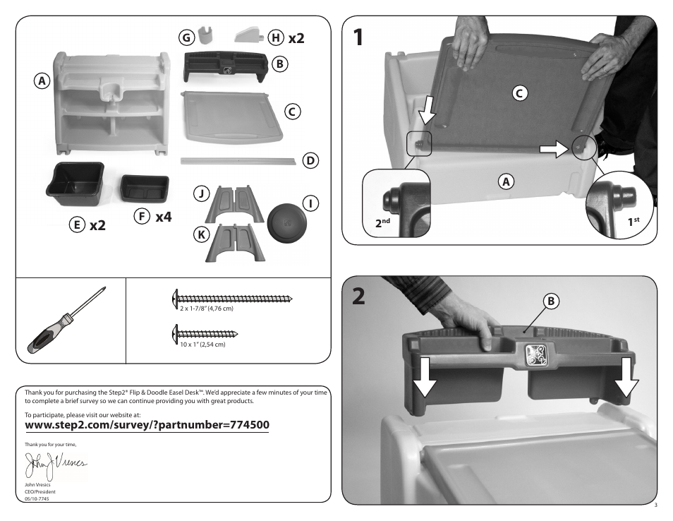 X2 x4 x2 | Step2 Flip & Doodle Easel Desk with Stool™ - Teal & Lime User Manual | Page 3 / 6