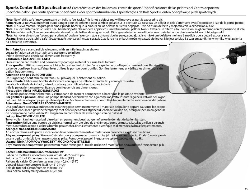 Sports center ball specifications | Step2 All-Star Sports Climber - Neutral User Manual | Page 13 / 18