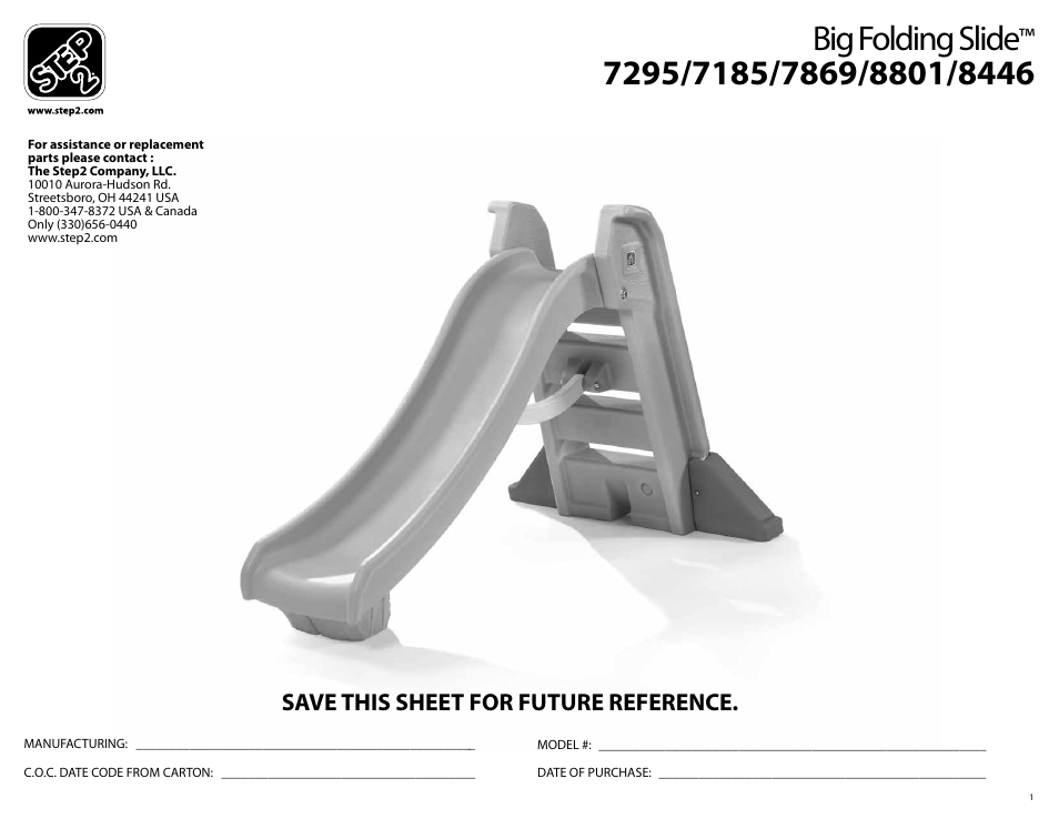Step2 Naturally Playful® Big Folding Slide User Manual | 13 pages