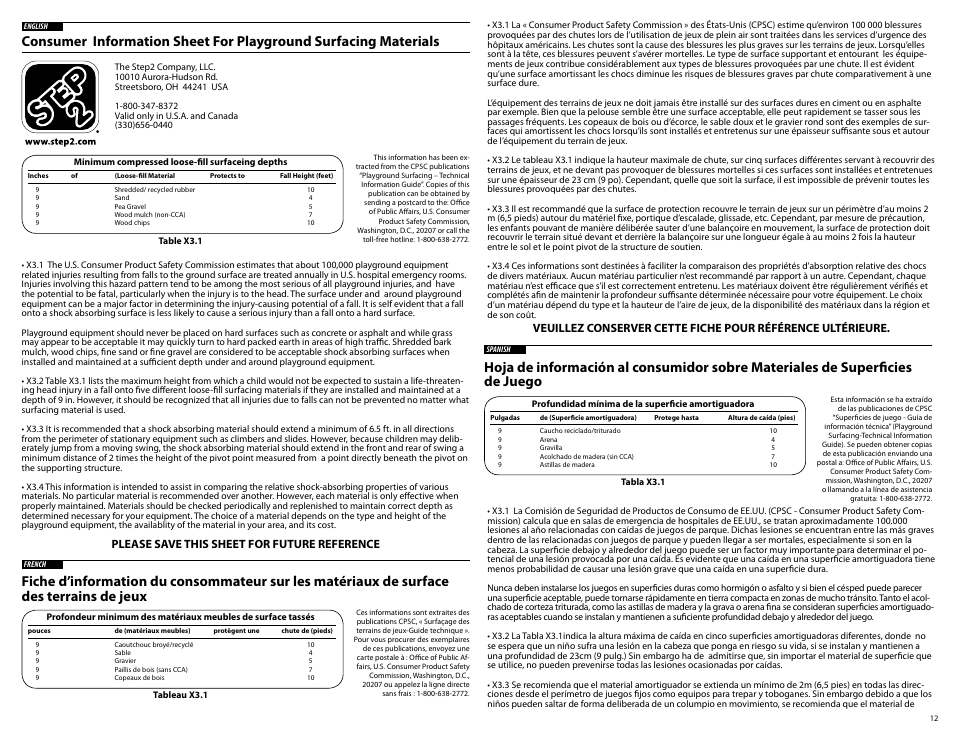 Please save this sheet for future reference | Step2 Play Up Double Slide Climber User Manual | Page 12 / 14