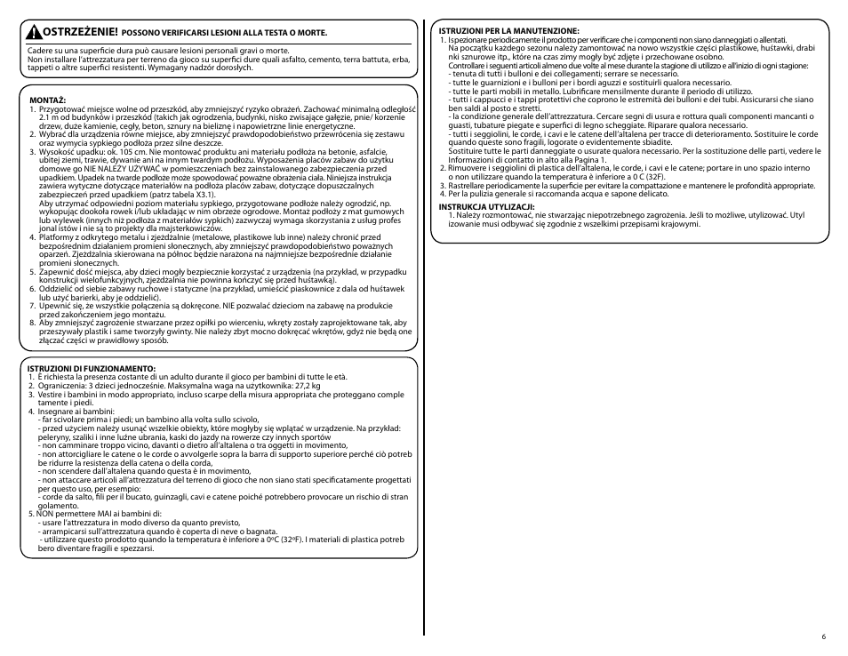 Ostrzeżenie | Step2 Play Up Double Slide Climber User Manual | Page 6 / 14