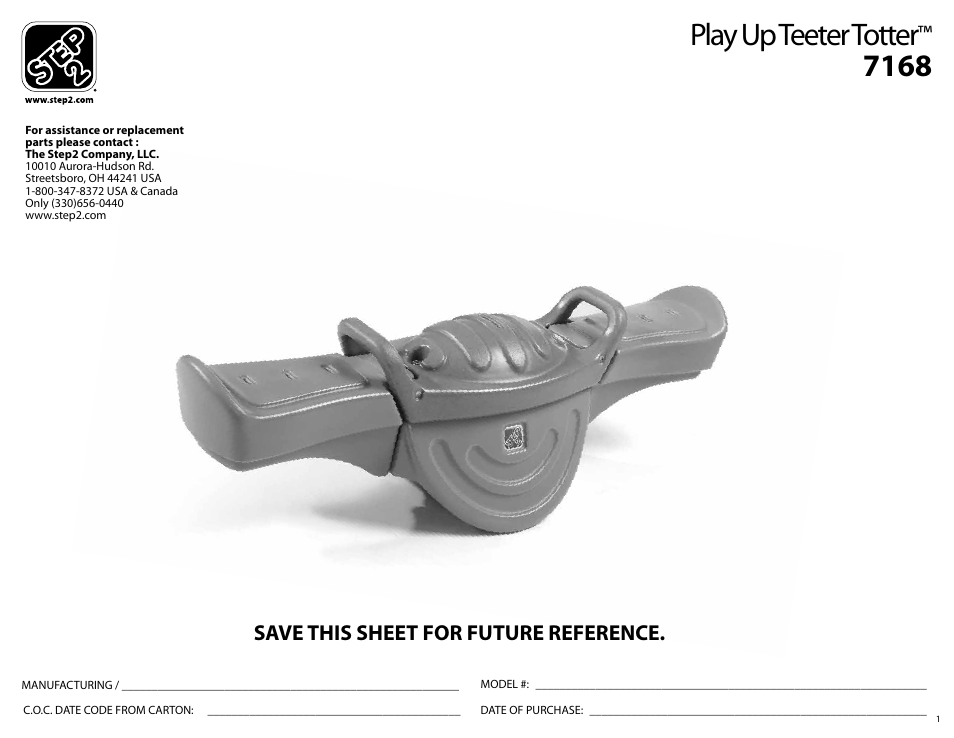 Step2 Play Up Teeter Totter User Manual | 14 pages