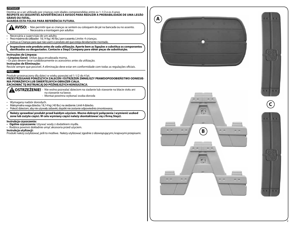 Cb a | Step2 Sit & Play Picnic Table with Umbrella User Manual | Page 2 / 3