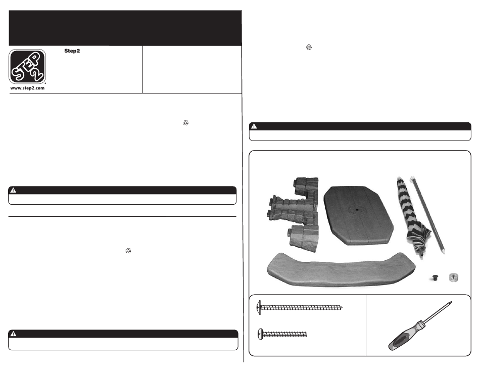 Step2 Naturally Playful® Picnic Table with Umbrella User Manual | 3 pages