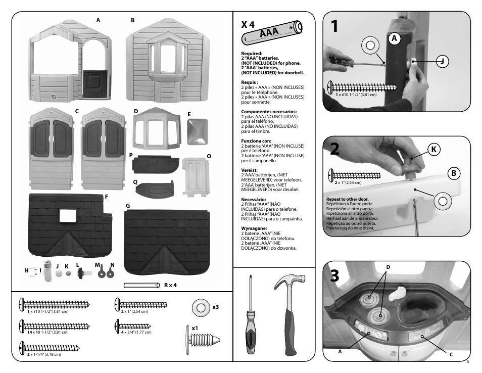 Aaa x 4 | Step2 Naturally Playful® Welcome Home Playhouse User Manual | Page 5 / 11