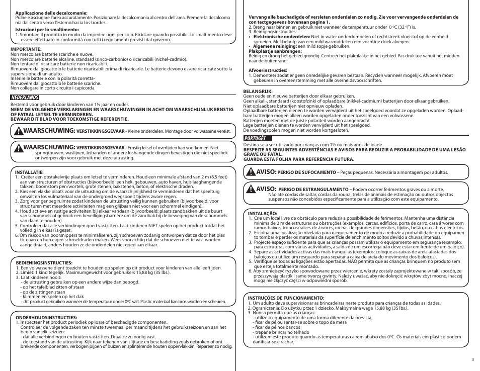Waarschuwing, Aviso | Step2 Neat & Tidy Cottage II User Manual | Page 3 / 8