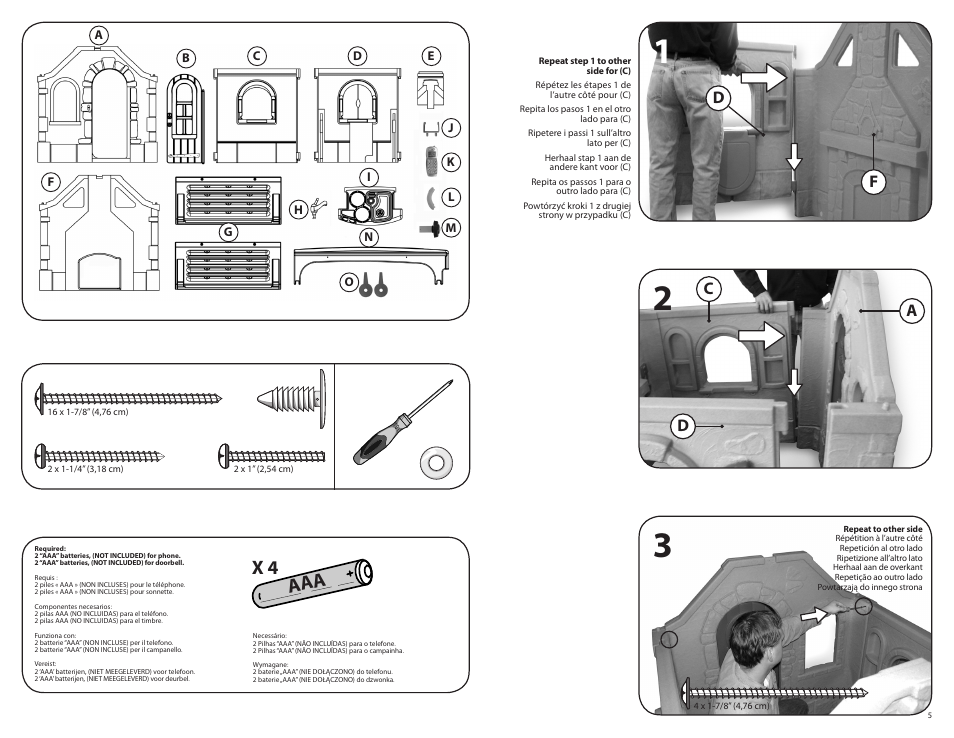 Aaa x 4, Cf a d d | Step2 Naturally Playful® StoryBook Cottage User Manual | Page 5 / 9