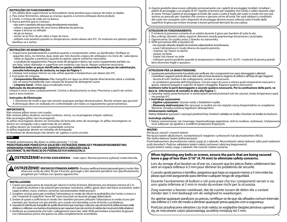 Ostrzeżenie | Step2 Welcome Home Playhouse & Sandbox Combo User Manual | Page 4 / 11