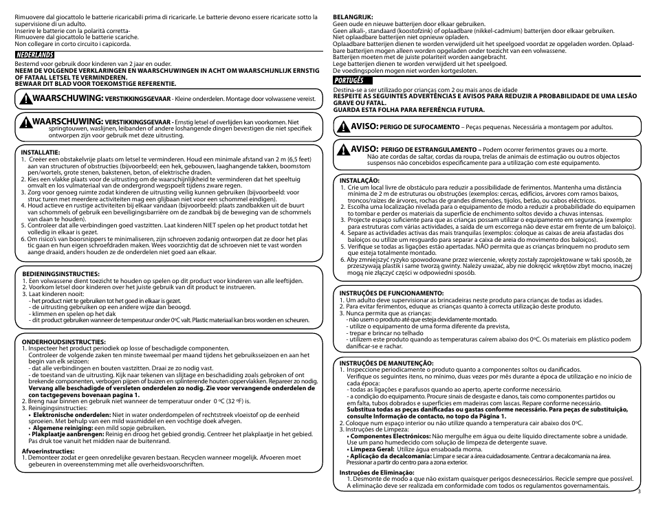 Waarschuwing, Aviso | Step2 Naturally Playful® Countryside Cottage User Manual | Page 3 / 8
