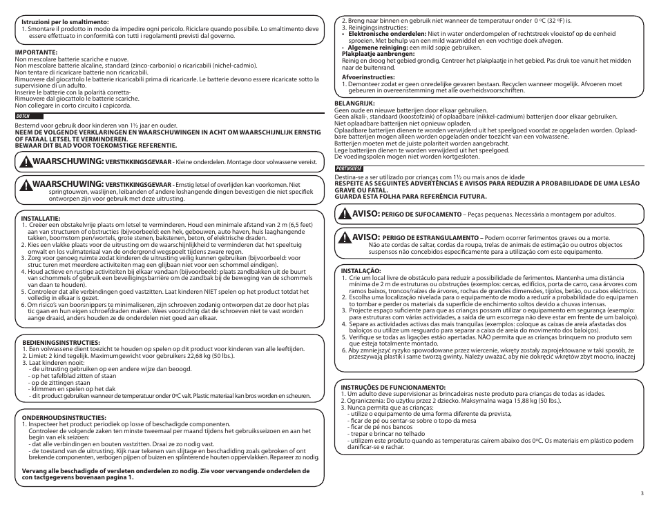Waarschuwing, Aviso | Step2 Neat & Tidy Cottage™ - Active Brights User Manual | Page 3 / 8