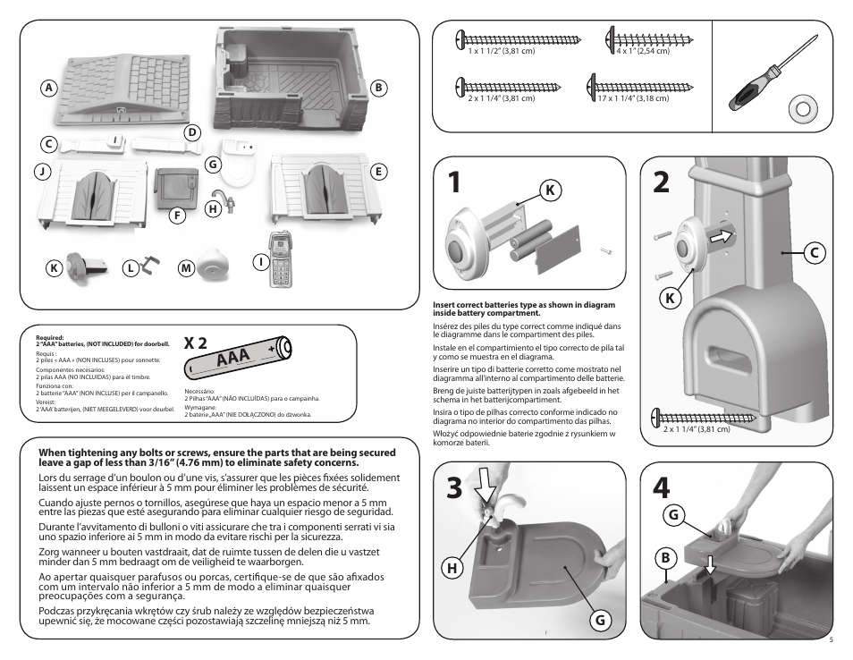 Aaa x 2 | Step2 Neat & Tidy Cottage™ - Active Brights User Manual | Page 5 / 8