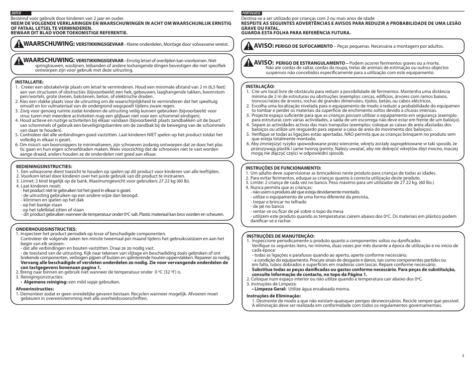 Waarschuwing, Aviso | Step2 My Clubhouse User Manual | Page 3 / 8