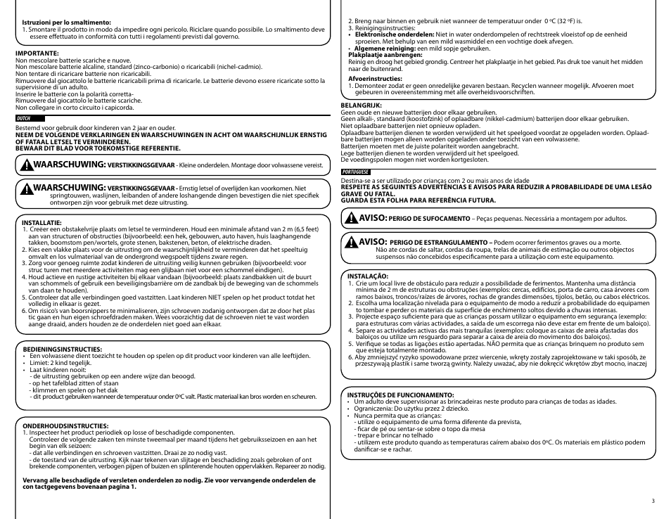 Waarschuwing, Aviso | Step2 Pretty Play Girls Playhouse & Toddler Bed Combo User Manual | Page 3 / 15