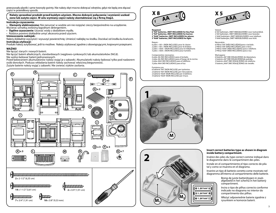 Aa x 8 x 5 aaa | Step2 Deluxe Kitchen Play Set User Manual | Page 3 / 12