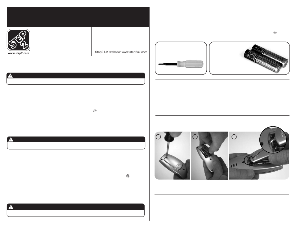Mise en garde, Advertencia, Warning | Step2 LifeStyle™ Dream Kitchen User Manual | Page 7 / 8