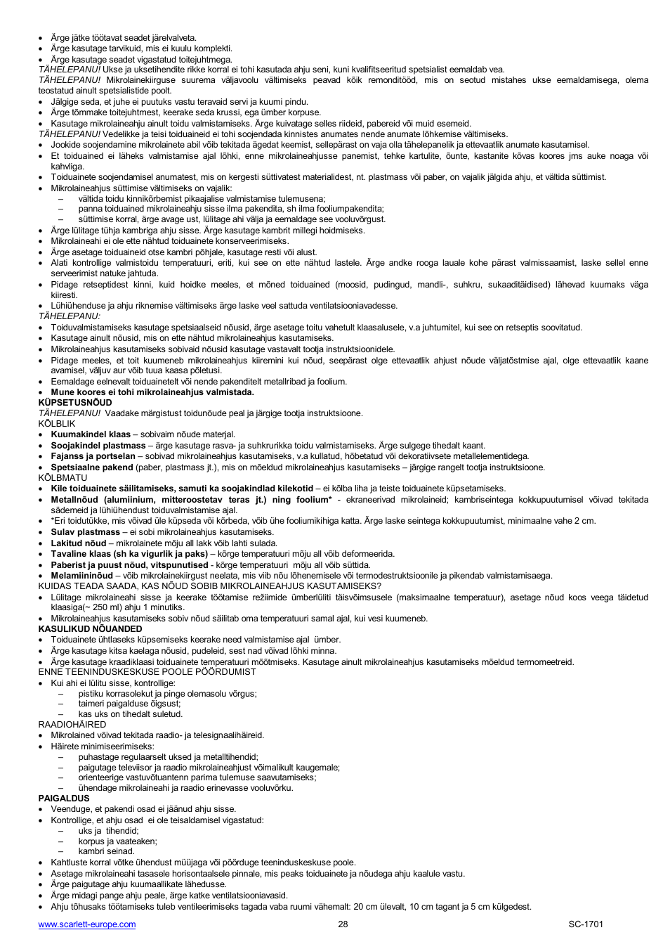 Scarlett SC-1701 User Manual | Page 28 / 48