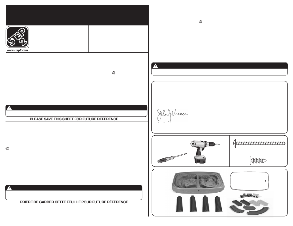 Deluxe canyon road train & track, Table, Mise en garde | Advertencia, Warning | Step2 Tools and Trains Play Set User Manual | Page 5 / 8
