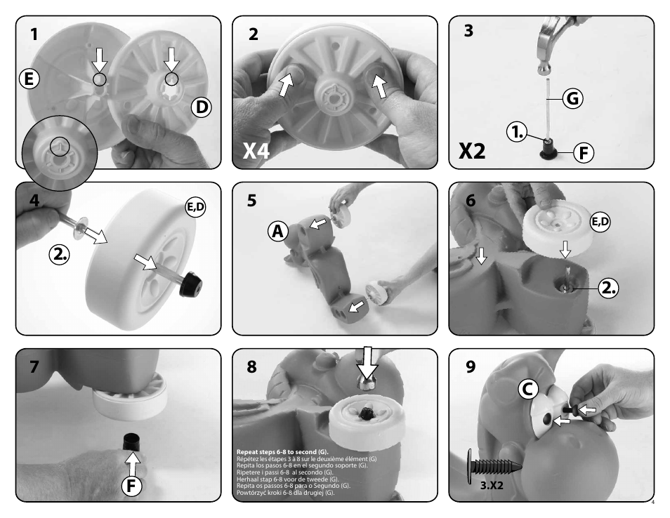 X4 x2, Ga 1. 2. 2. f, Ed c f | Step2 Wild Side Riders Giraffe User Manual | Page 4 / 6