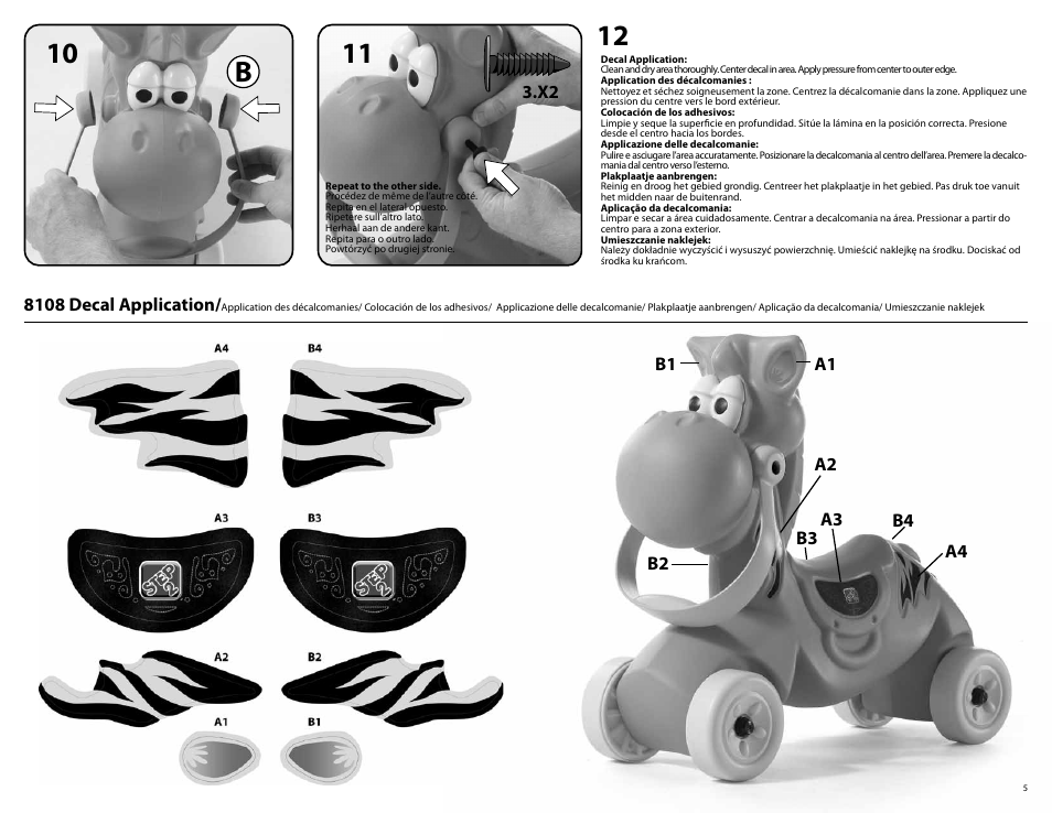 11 b, 8108 decal application | Step2 Wild Side Riders Giraffe User Manual | Page 5 / 6