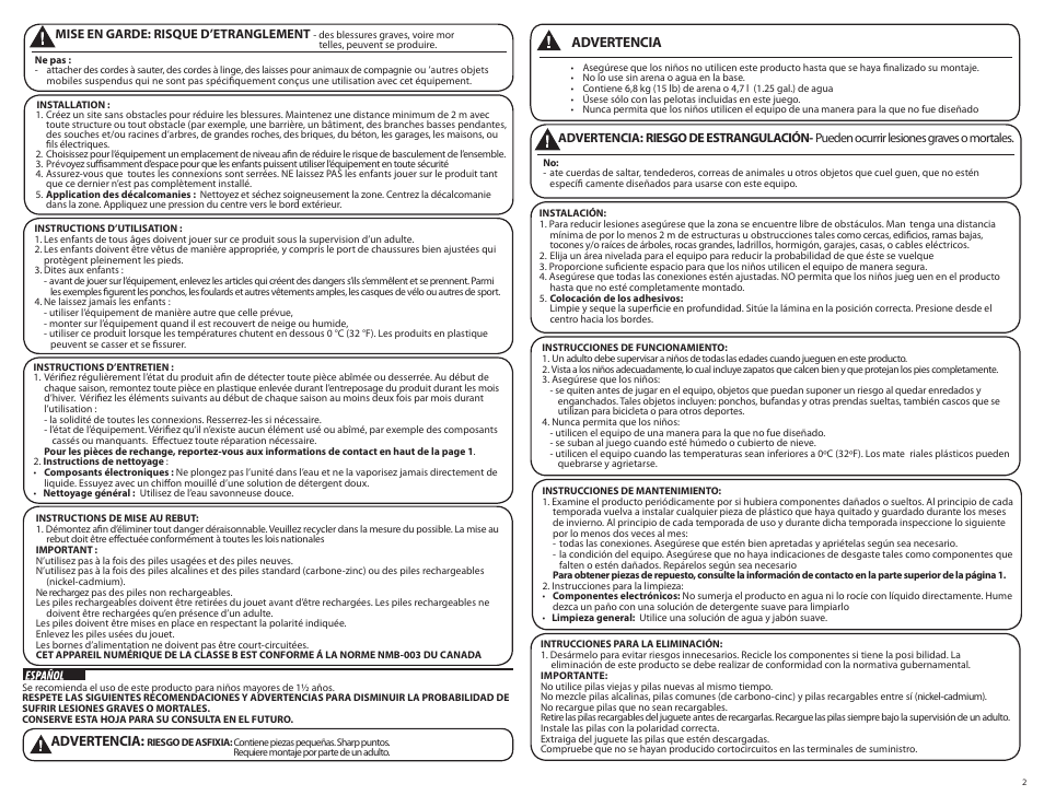 Advertencia | Step2 Light-It-Up Junior Basketball Set User Manual | Page 2 / 9
