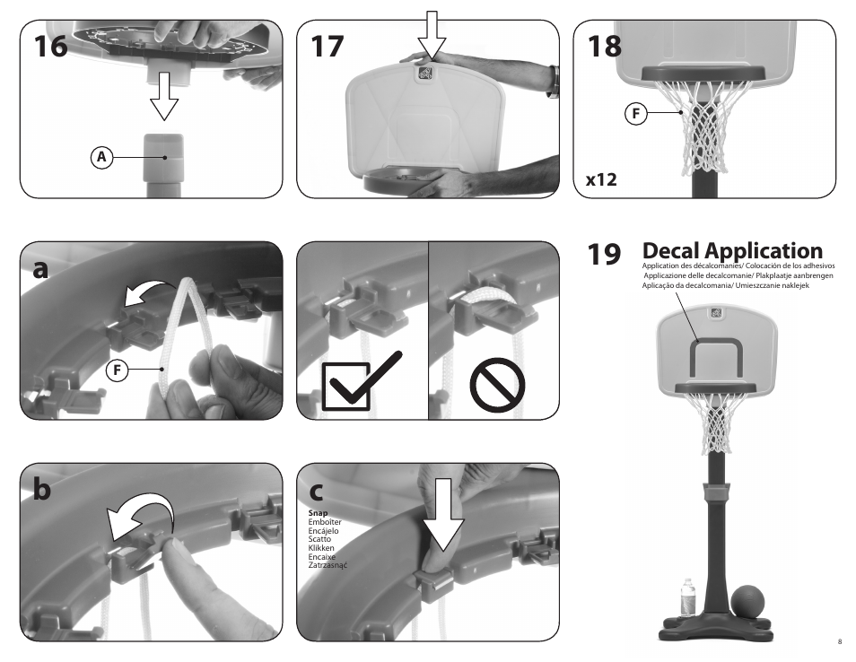 Bc a 18 19, Decal application | Step2 Light-It-Up Junior Basketball Set User Manual | Page 8 / 9