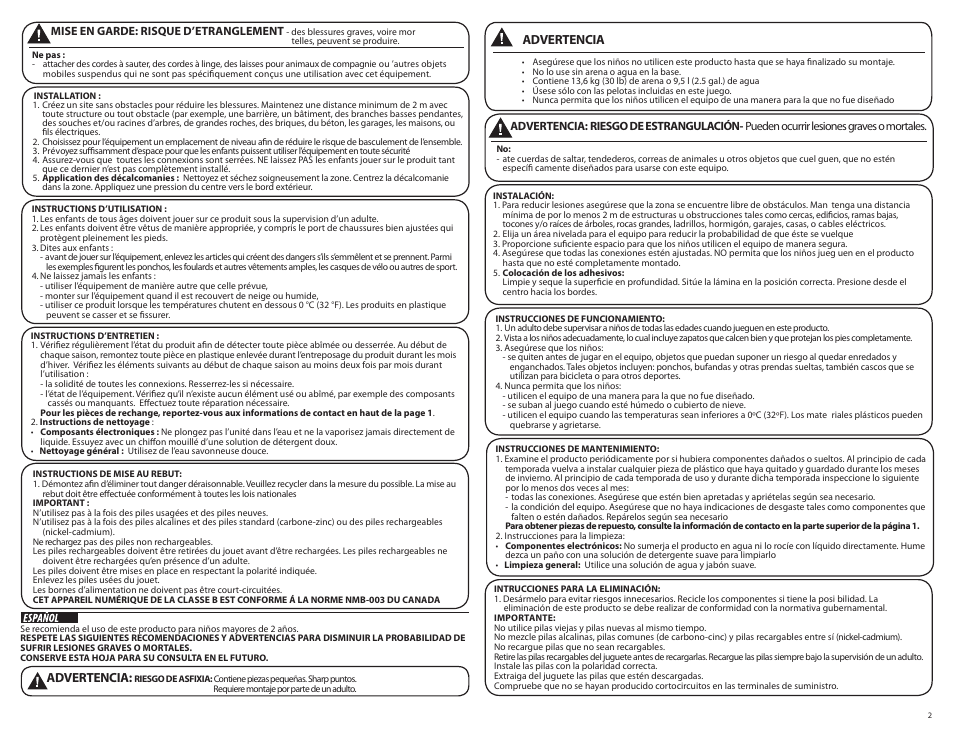 Advertencia | Step2 Light-It-Up Pro Basketball Set User Manual | Page 2 / 9