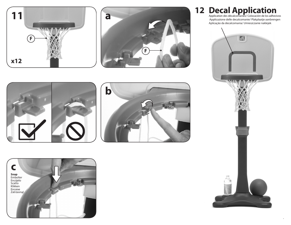 Bc a 11, Decal application | Step2 Shootin' Hoops Junior Basketball Set User Manual | Page 7 / 8